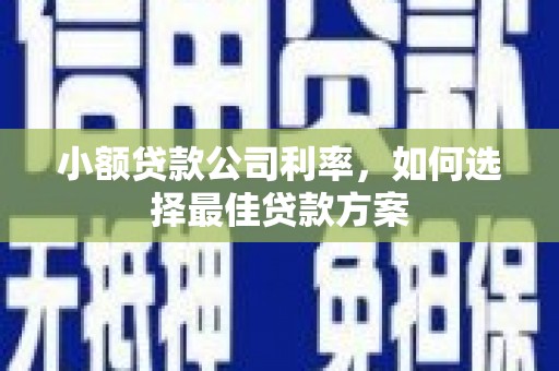 玉山小额贷款公司利率，如何选择最佳贷款方案